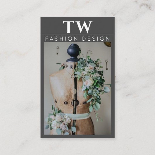 マネキンファッションデザイナーダークグレー名刺 名刺 (正面)