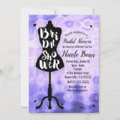 マネキンモダングラムファッションパープルブライダルシャワー 招待状 (正面)