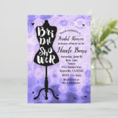 マネキンモダングラムファッションパープルブライダルシャワー 招待状 (スタンド正面)