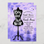 マネキンモダングラムファッションパープルブライダルシャワー 招待状 (正面/裏面)