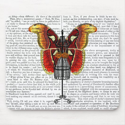 マネキンレッド&イエローバタフライ マウスパッド (正面)