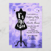 マネキン スタンド ヴィンテージ レトロ パープル ファッション パーティー 招待状 (正面/裏面)