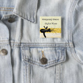 マネシツグミの美容師の名札 缶バッジ (インサイチュ)