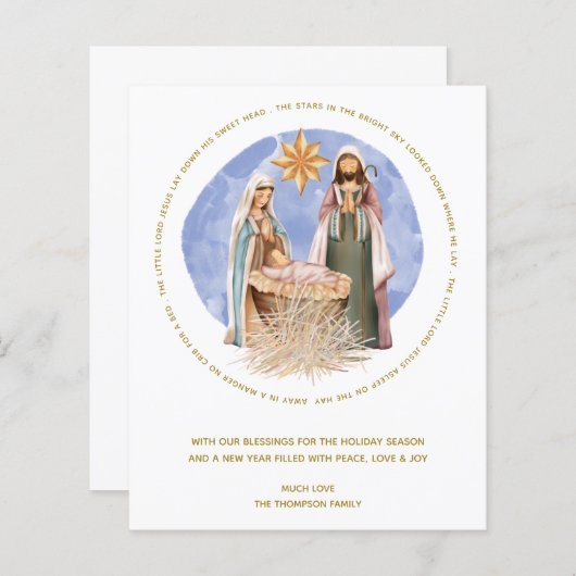 マネジャー遠くに出生のクリスマスカードの予算 (正面/裏面)