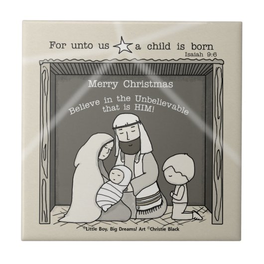 マネージャーでクリスマスをお祝いする少年 タイル (正面)
