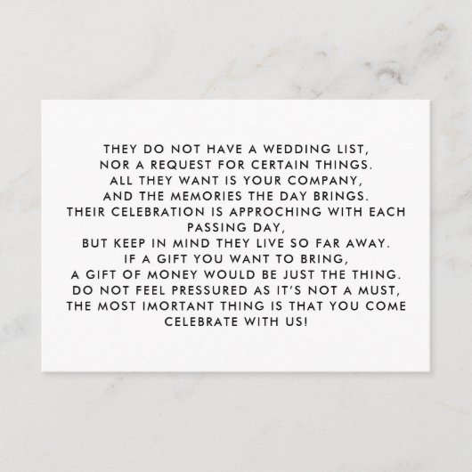 マネーツリー/ウィッシングウェル招待状挿入 エンクロージャーカード (正面)