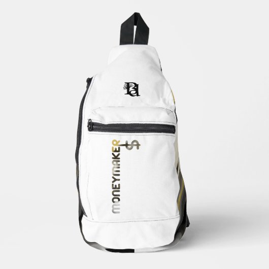 マネーメーカーホワイトスリングバッグトレンドトレンド抽象芸術ブラック スリングバッグ (正面)