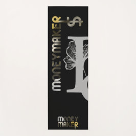 マネーメーカーヨガマット抽象芸術アート白黒金ゴールド ヨガマット