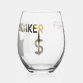 マネーメーカー茎なしワイングラス抽象芸術ブラック金ゴールド ステムなしワイングラス (左)