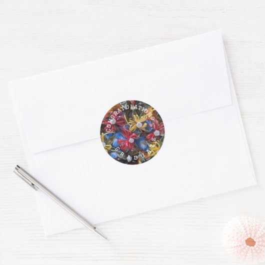 マネーレイデザインおめでとう卒業証書 ラウンドシール (封筒)