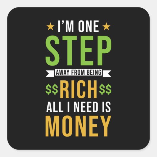 マネー引用文 おもしろい スクエアシール (正面)