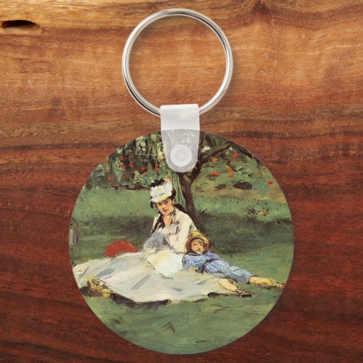 マネ印象派フランスのファミリーガーデン絵画ズ キーホルダー (正面)