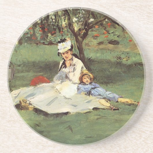 マネ印象派フランスのファミリーガーデン絵画ズ コースター (正面)