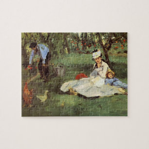 マネ印象派フランスのファミリーガーデン絵画ズ ジグソーパズル