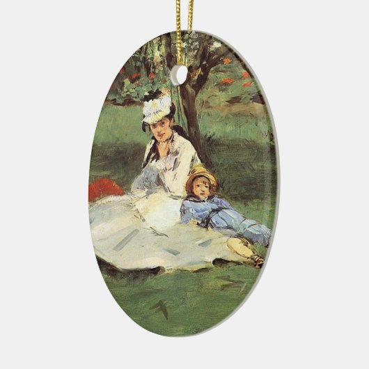 マネ印象派フランスのファミリーガーデン絵画ズ セラミックオーナメント (左)
