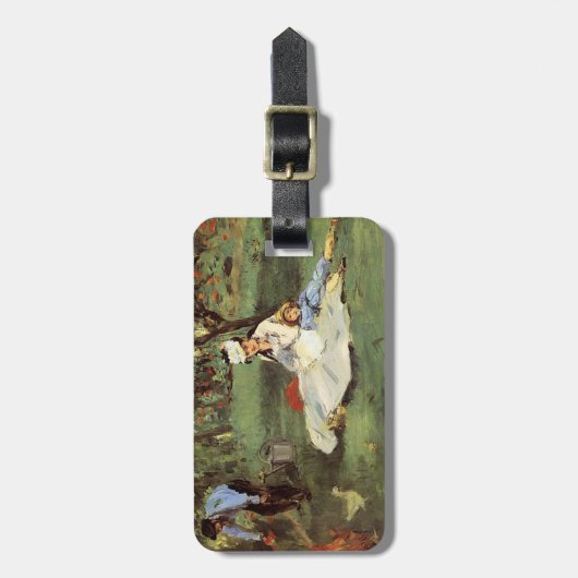 マネ印象派フランスのファミリーガーデン絵画ズ ラゲッジタグ (正面縦)