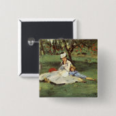 マネ印象派フランスのファミリーガーデン絵画ズ 缶バッジ (正面&裏面)