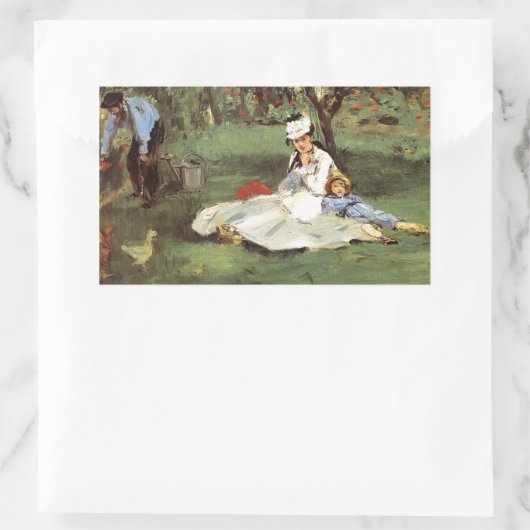 マネ印象派フランスのファミリーガーデン絵画ズ 長方形シール (バッグ)