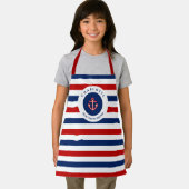 マネ航海のリーネイビーブルーレッド白ストライプ色 エプロン (インサイチュ)