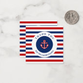 マネ航海のリーネイビーブルーレッド白ストライプ色 ノートカード (正面/裏面インサイチュ)