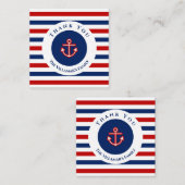 マネ航海のリーネイビーブルーレッド白ストライプ色 ノートカード (正面/裏面)