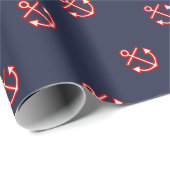 マネ航海のリーネイビーホワイトいかりデザイン ラッピングペーパー (ロールコーナー)