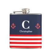 マネ航海のリーネイビー王室のレッド白ストライプ フラスク (正面)