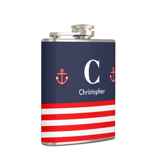 マネ航海のリーネイビー王室のレッド白ストライプ フラスク (右)