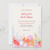 マネ航海のルビーチシーライフウォーターカラー結婚ズ 招待状 (正面)