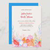 マネ航海のルビーチシーライフウォーターカラー結婚ズ 招待状 (正面/裏面)