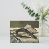 マネ |ウナギとレッドミュレット， 1864 ポストカード (スタンド正面)