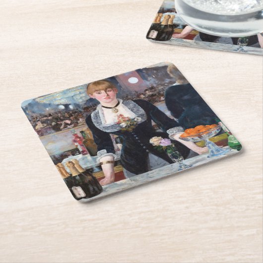 マネ・フォリー・バーグレのバー スクエアペーパーコースター (アングル)