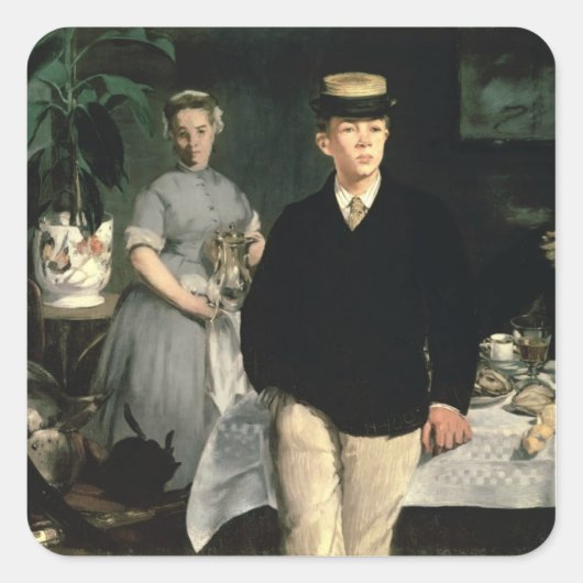 マネ | Luncheon in the Studio, 1868 スクエアシール (正面)