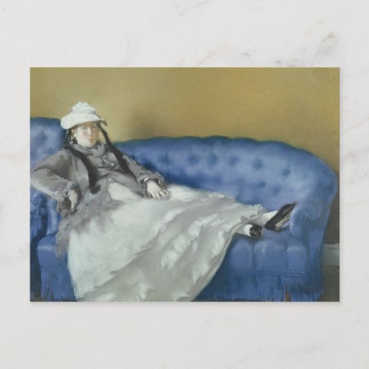 マネ | Madame Manet on a Blue Sofa, 1874 ポストカード (正面)
