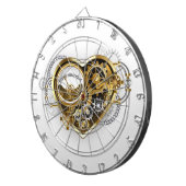 マノメーター付きのスチームパンクハート ダーツボード (正面右)