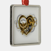 マノメーター付きのスチームパンクハート メタルオーナメント (右)