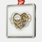 マノメーター付きのスチームパンクハート メタルオーナメント (左)