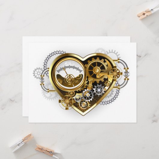マノメーター付きスチームパンクハート カード (正面/裏面インサイチュ)