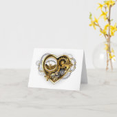 マノメーター付きスチームパンクハート カード (黄色い花)