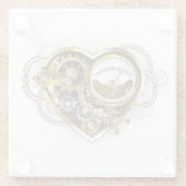 マノメーター付きスチームパンクハート ガラスコースター (裏面)