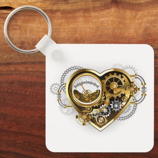 マノメーター付きスチームパンクハート キーホルダー (正面)