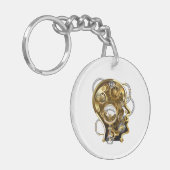 マノメーター付きスチームパンクハート キーホルダー (正面左)