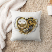 マノメーター付きスチームパンクハート クッション (ブランケット)