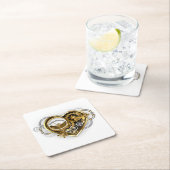 マノメーター付きスチームパンクハート スクエアペーパーコースター (インサイチュ)