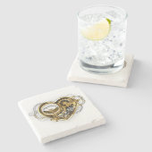 マノメーター付きスチームパンクハート ストーンコースター (横)