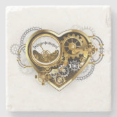 マノメーター付きスチームパンクハート ストーンコースター (正面)