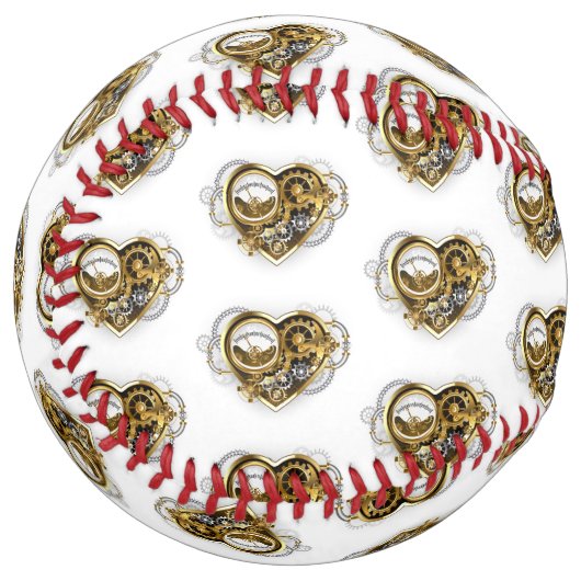 マノメーター付きスチームパンクハート ソフトボール (正面左)