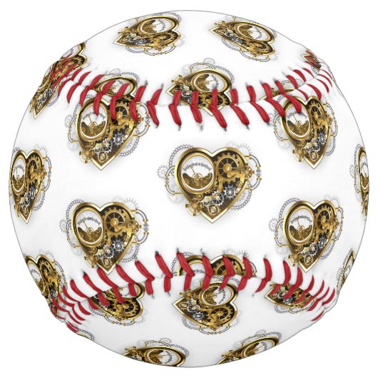 マノメーター付きスチームパンクハート ソフトボール (正面)