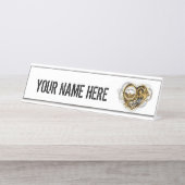 マノメーター付きスチームパンクハート デスクネームプレート (正面)