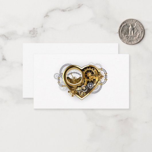 マノメーター付きスチームパンクハート ノートカード (正面/裏面インサイチュ)
